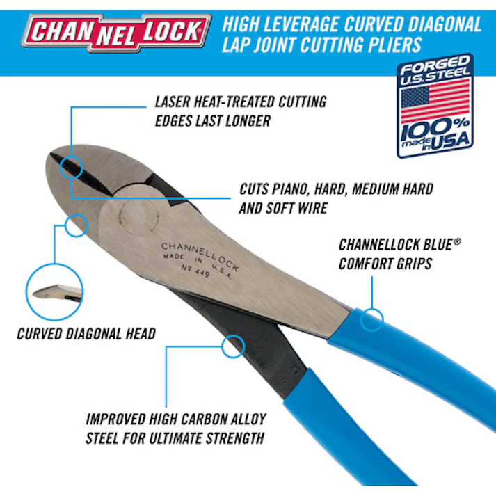 【CAINZ-DASH】CHANNELLOCK社 ニッパ 242mm アングルヘッドタイプ 449【別送品】