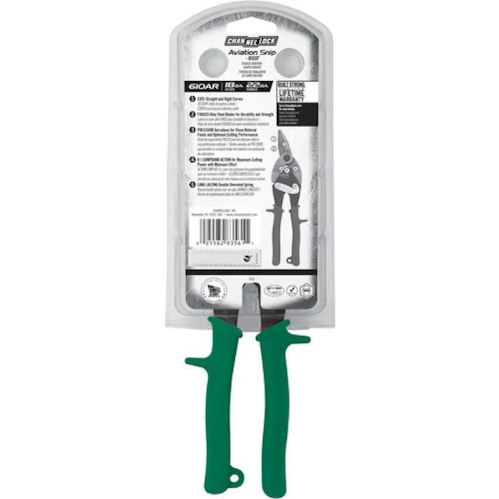 【CAINZ-DASH】CHANNELLOCK社 板金ハサミ スタンダード右曲りタイプ 610AR【別送品】