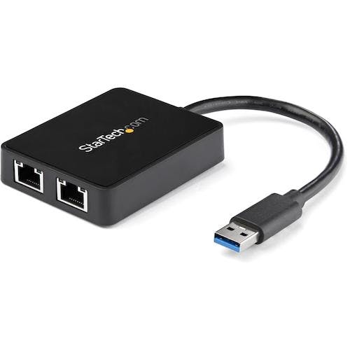 STARTECH.COM社 LANアダプター/USB 3.0/2x RJ45/10/100/1000 Mbps/ブラック USB32000SPT 変換アダプタ(ケーブル) STARTECH.COM社 LANアダプター/USB 3.0/2x RJ45/10/100/1000 Mbps/ブラック USB32000SPT 変換アダプタ(ケーブル)