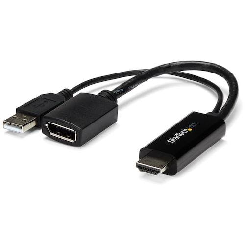 STARTECH.COM社 ディスプレイアダプター/HDMI - DP/4K30Hz/USBパワー/BK HD2DP 変換アダプタ(ケーブル) STARTECH.COM社 ディスプレイアダプター/HDMI - DP/4K30Hz/USBパワー/BK HD2DP 変換アダプタ(ケーブル)