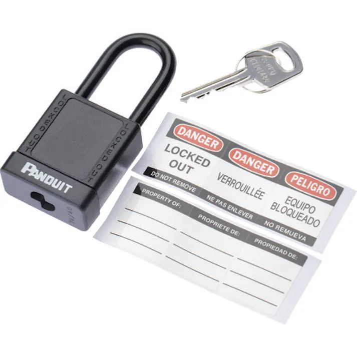【CAINZ-DASH】パンドウイットコーポレーション ロックアウト用非電導性パドロック 黒 (1個=1箱) PSL-8BL【別送品】