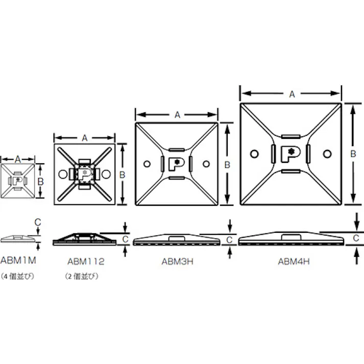 【CAINZ-DASH】パンドウイットコーポレーション マウントベース ゴム系粘着テープ付き 白 (500個入) ABM112-A-D【別送品】