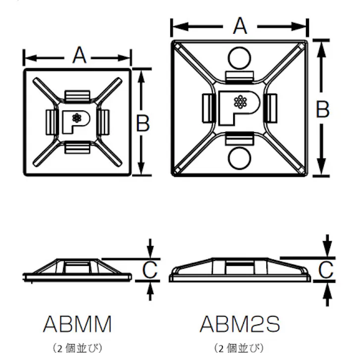 【CAINZ-DASH】パンドウイットコーポレーション マウントベース アクリル系粘着テープ付き 白 (500個入) ABM2S-AT-D【別送品】