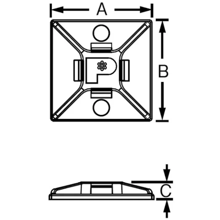 【CAINZ-DASH】パンドウイットコーポレーション マウントベース 粘着テープ・ネジ穴なし 白 (500個入) ABMM-D【別送品】