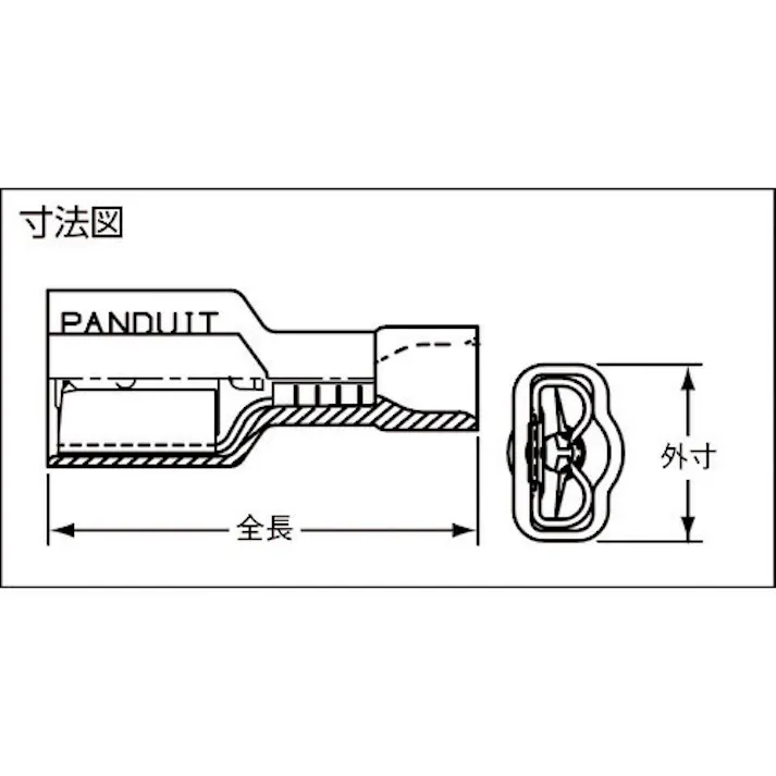 【CAINZ-DASH】パンドウイットコーポレーション 圧着端子 差込型完全絶縁 メス型 AWG22~18 赤 (100個入) DNF18-188FIB-C【別送品】