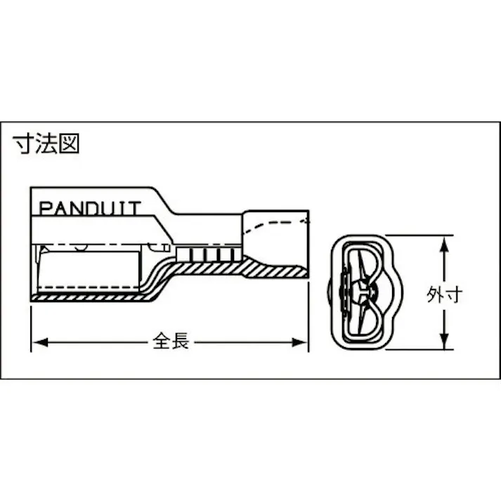 【CAINZ-DASH】パンドウイットコーポレーション 圧着端子 差込型完全絶縁 メス型 AWG16~14 青 (100個入) DNF14-250FIB-C【別送品】