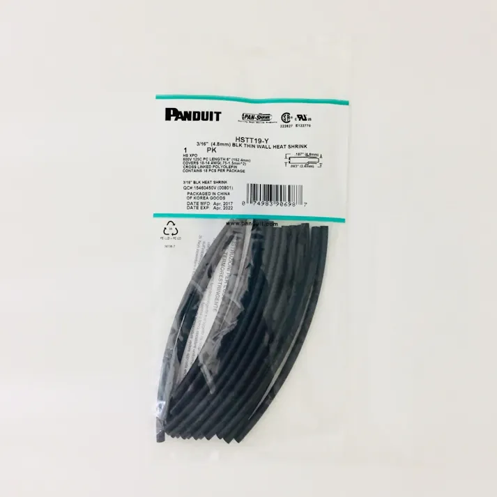 PANDUIT パンドウィット 熱収縮チューブ 黒少量パック HSTT-19Y