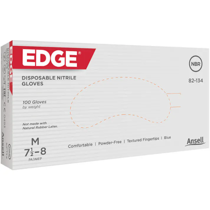 【CAINZ-DASH】アンセル・ヘルスケア・ジャパン ニトリルゴム使い捨て手袋 エッジ 82-134 Mサイズ(100枚入) 82-134-8【別送品】