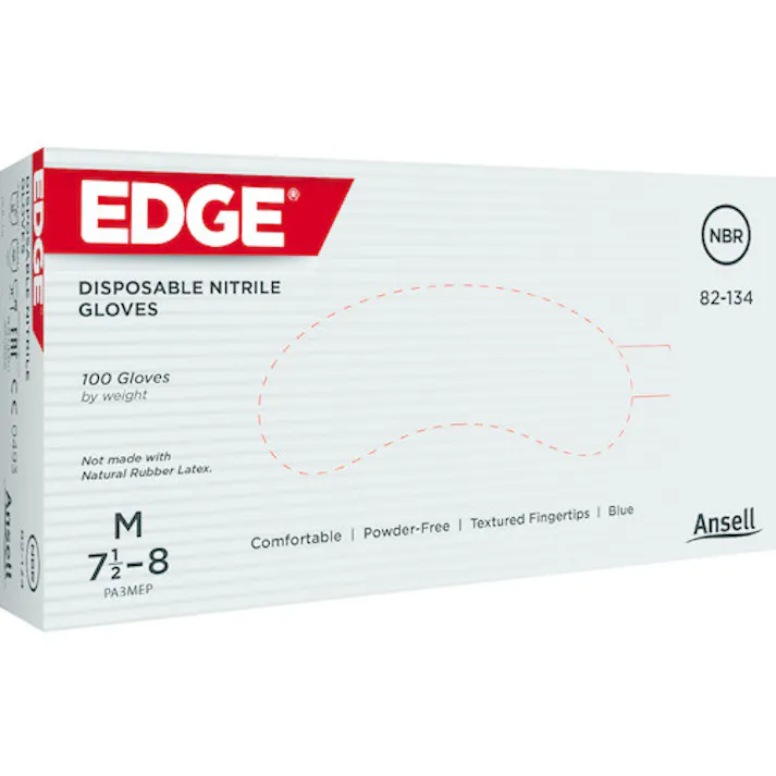 【CAINZ-DASH】アンセル・ヘルスケア・ジャパン ニトリルゴム使い捨て手袋 エッジ 82-134 Mサイズ(100枚入) 82-134-8【別送品】
