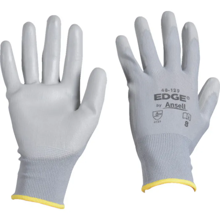 【CAINZ-DASH】アンセル・ヘルスケア・ジャパン ウレタン背抜手袋 エッジ 48-129 グレー XSサイズ 48-129-6【別送品】