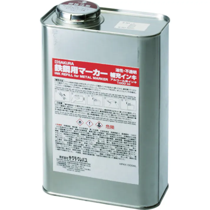【CAINZ-DASH】サクラクレパス 鉄鋼用マーカー補充インキ 黄 HPKK1000ML-3Y【別送品】