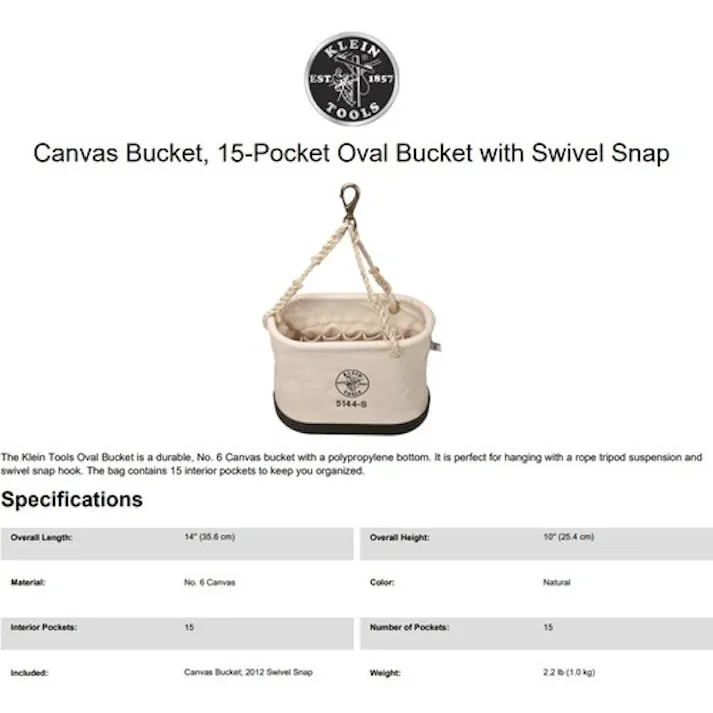 【CAINZ-DASH】KLEIN TOOLS社 電工バケツ ロープハンドル 5144S【別送品】