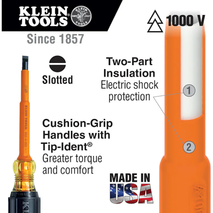 【CAINZ-DASH】KLEIN TOOLS社 絶縁マイナスドライバー 5.0X180 6017INS【別送品】