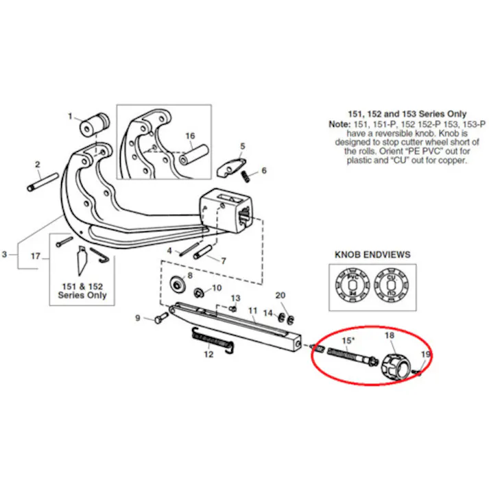 【CAINZ-DASH】Ridge Tool Company チューブカッター用パーツ フィードスクリュー アッセンブリー F/154.156 22383【別送品】