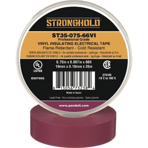 ストロングホールド StrongHoldビニールテープ 耐熱・耐寒・難燃 プロ仕様グレード 紫 幅19.1mm 長さ20m ST35-075-66VI ST35 ビニールテープ ストロングホールド StrongHoldビニールテープ 耐熱・耐寒・難燃 プロ仕様グレード 紫 幅19.1mm 長さ20m ST35-075-66VI ST35 ビニールテープ