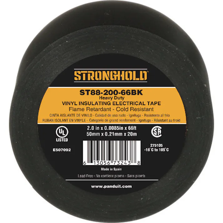 【CAINZ-DASH】ストロングホールド StrongHoldビニールテープ 耐熱・耐寒・難燃 ヘビーデューティーグレード 黒 幅50.8mm 長さ20m ST88-200-66BK ST88-200-66BK【別送品】