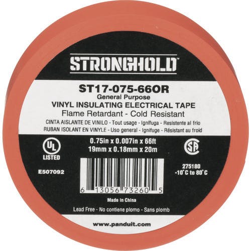 ストロングホールド StrongHoldビニールテープ 一般用途用 オレンジ 幅19.1mm 長さ20m ST17-075-66OR ST17-075-66OR ビニールテープ ストロングホールド StrongHoldビニールテープ 一般用途用 オレンジ 幅19.1mm 長さ20m ST17-075-66OR ST17-075-66OR ビニールテープ
