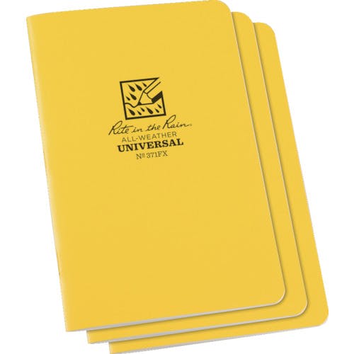 Rite in the Rain社 4 5/8X7 ステイプルノートブック(3冊セット)ユニバーサル・イエロー 371FX ノート(耐水タイプ) Rite in the Rain社 4 5/8X7 ステイプルノートブック(3冊セット)ユニバーサル・イエロー 371FX ノート(耐水タイプ)