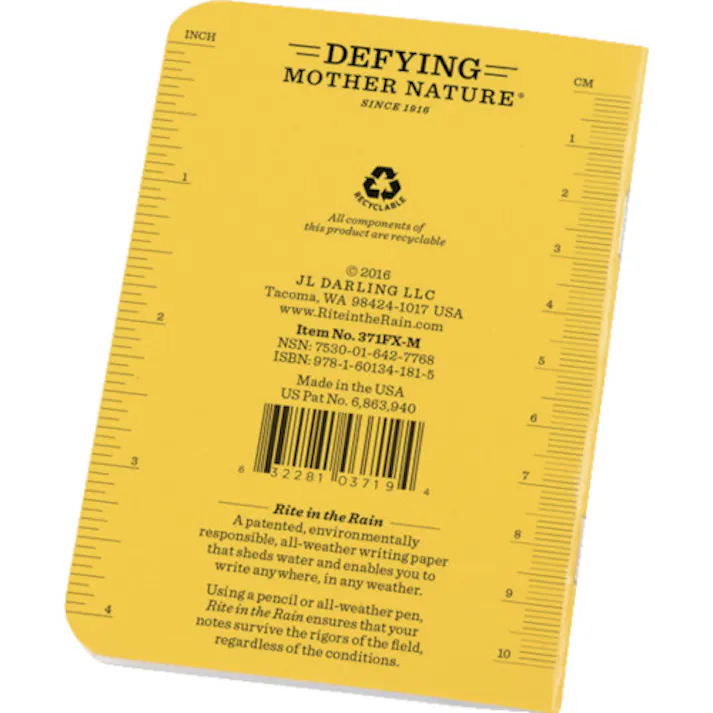 【CAINZ-DASH】Rite in the Rain社 3 1/4X4 5/8 ミニステイプルノートブック(3冊セット)ユニバーサル・イエロー 371FX-M【別送品】