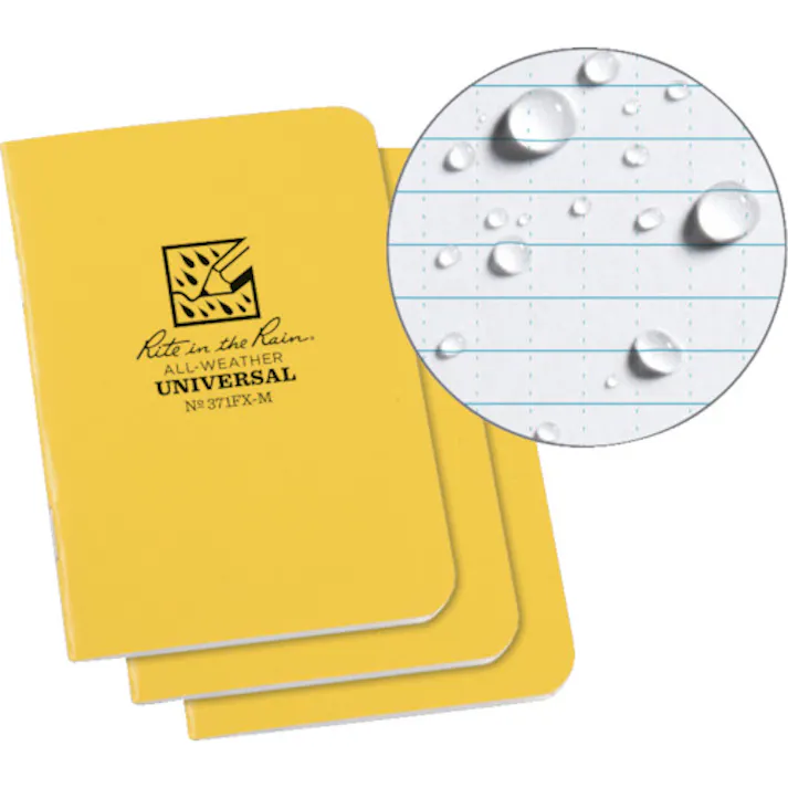 【CAINZ-DASH】Rite in the Rain社 3 1/4X4 5/8 ミニステイプルノートブック(3冊セット)ユニバーサル・イエロー 371FX-M【別送品】