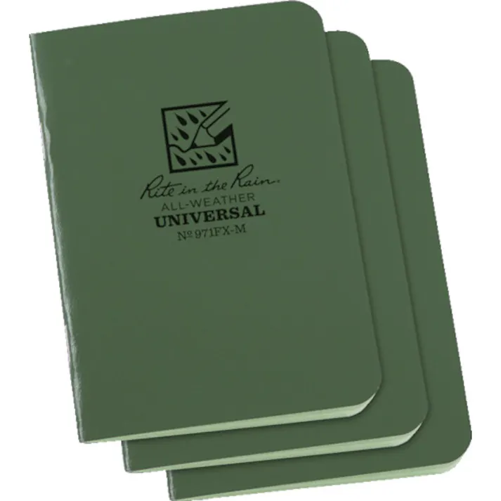 【CAINZ-DASH】Rite in the Rain社 3 1/4X4 5/8 ミニステイプルノートブック(3冊セット)ユニバーサル・グリーン 971FX-M【別送品】