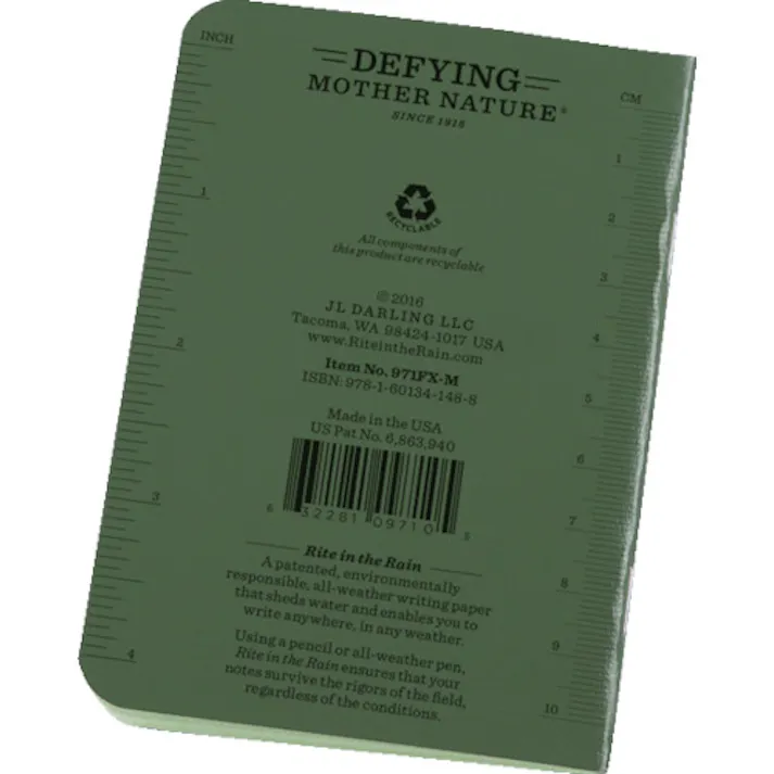 【CAINZ-DASH】Rite in the Rain社 3 1/4X4 5/8 ミニステイプルノートブック(3冊セット)ユニバーサル・グリーン 971FX-M【別送品】