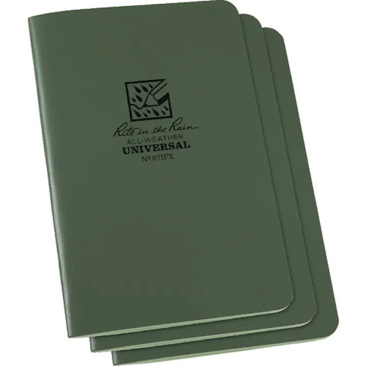 【CAINZ-DASH】Rite in the Rain社 4 5/8X7 ステイプルノートブック(3冊セット)ユニバーサル・グリーン 971FX【別送品】