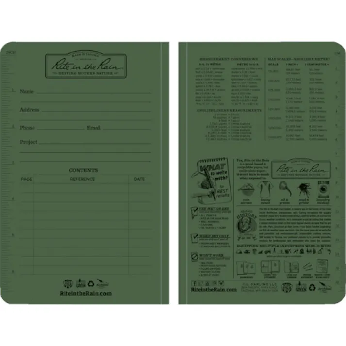 【CAINZ-DASH】Rite in the Rain社 4 5/8X7 1/4 ソフトカバーブック 横開きタイプ ユニバーサル 974【別送品】