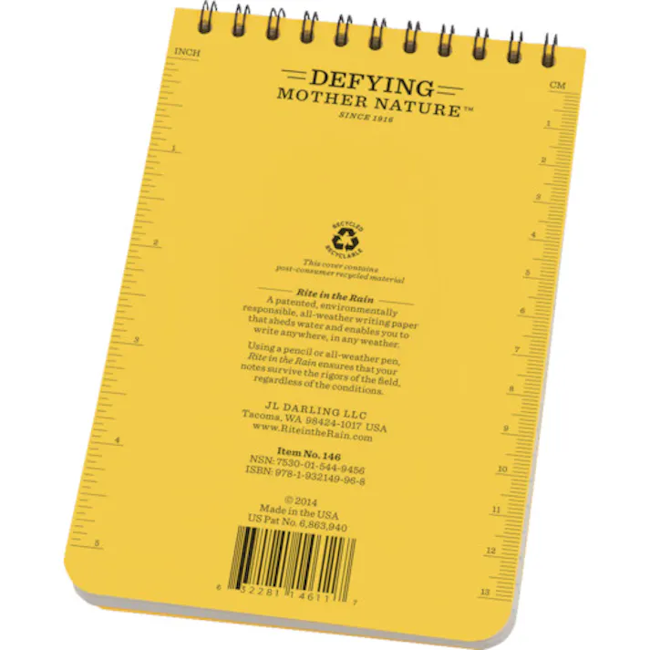 【CAINZ-DASH】Rite in the Rain社 4X6 トップスパイラル ノートブック ユニバーサル イエロー 146【別送品】