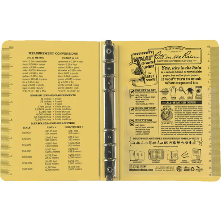 【CAINZ-DASH】Rite in the Rain社 リングバインダー1/2キャパシティー イエロー 200【別送品】