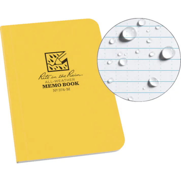 【CAINZ-DASH】Rite in the Rain社 3 1/2X5 ソフトカバーブック 横開きタイプ イエロー 374-M【別送品】