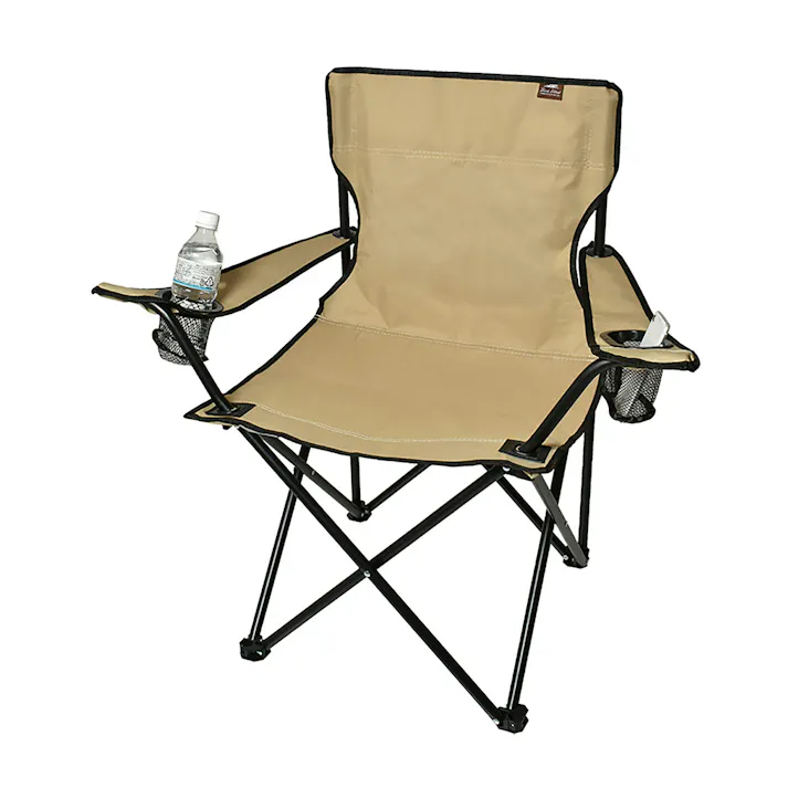 パークレーン アウトドア用品 キャンプ用品 アームチェア メッシュホルダー2個付 背面ポケット付 幅48×奥48×高80cm ベージュ 4582451304112【別送品】