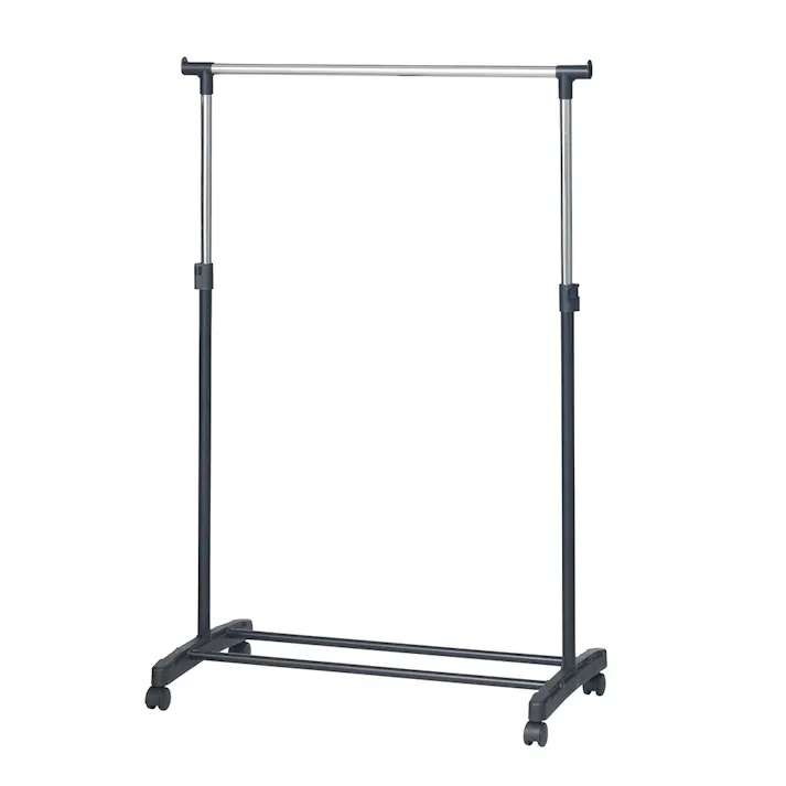 K.K 収納用品 ハンガー パイプハンガー シングル ブラック 幅78.5×奥42.5×高87-150cm ブラック 4965736100201【別送品】