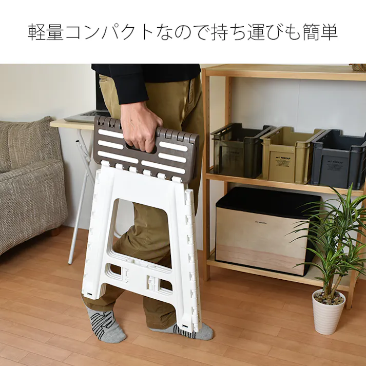 K.K インテリア用品 頑丈 洗車 高い所 アウトドア 折りたたみ踏み台 39 幅32×奥32×高39cm ブラウン 4965736100782【別送品】