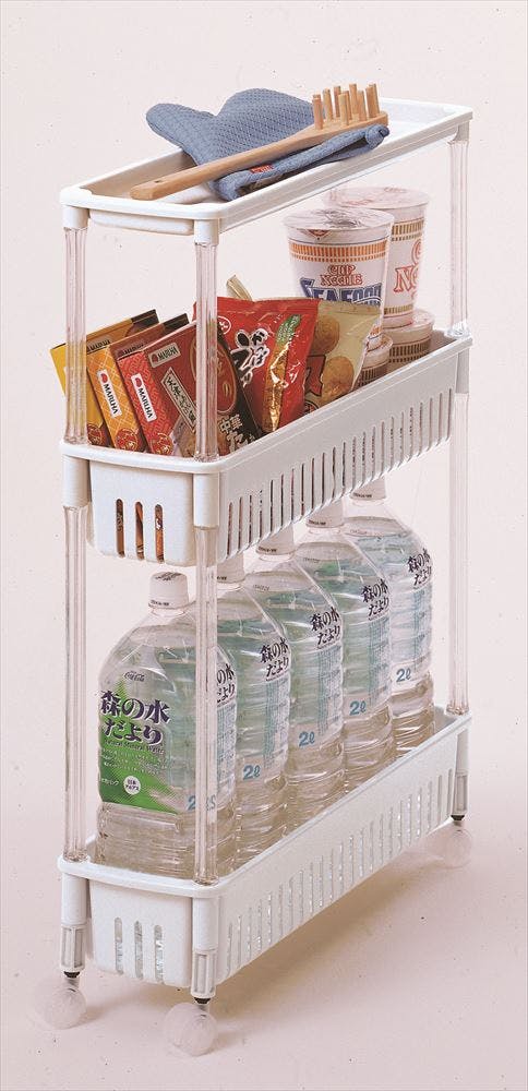 ■SANKO pla 404374 樹脂製ワゴン ルーチェワゴン TMW-21 BE ベージュ 285×468×677 04374(4359571)×9[送料別途見積り][法人・事業所限定][外直送] サンコープラスチック キッチン用品 収納ワゴン ルーチェワゴンスリム3