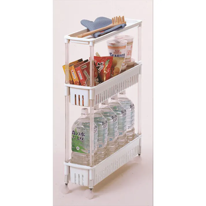 サンコープラスチック キッチン用品 収納ワゴン ルーチェワゴンスリム3段 幅15.2×奥49.9×高65.4cm オフホワイト 4973230409799【別送品】