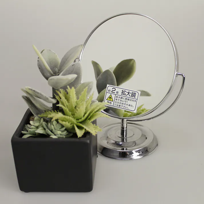 ヤマムラ 美容用品 メイク 鏡 5吋メタルベース 幅14.2×奥8.9×高16.7cm 4979836241207【別送品】