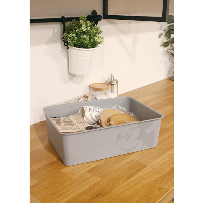 錦化成 錦化成 ミッキーマウス 蓋付き 収納ボックス ハーフ グレー 19×27×12cm ミッキーマウス スクエアBOXハーフ 幅19×奥27×高12cm グレー 4904121343397【別送品】