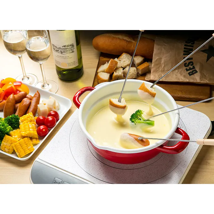 高木金属工業 鍋用品 キッチン用品 ホーローフライ&フォンデュ鍋20cm 幅28×奥21.8×高8.5cm レッド ガス火専用【別送品】