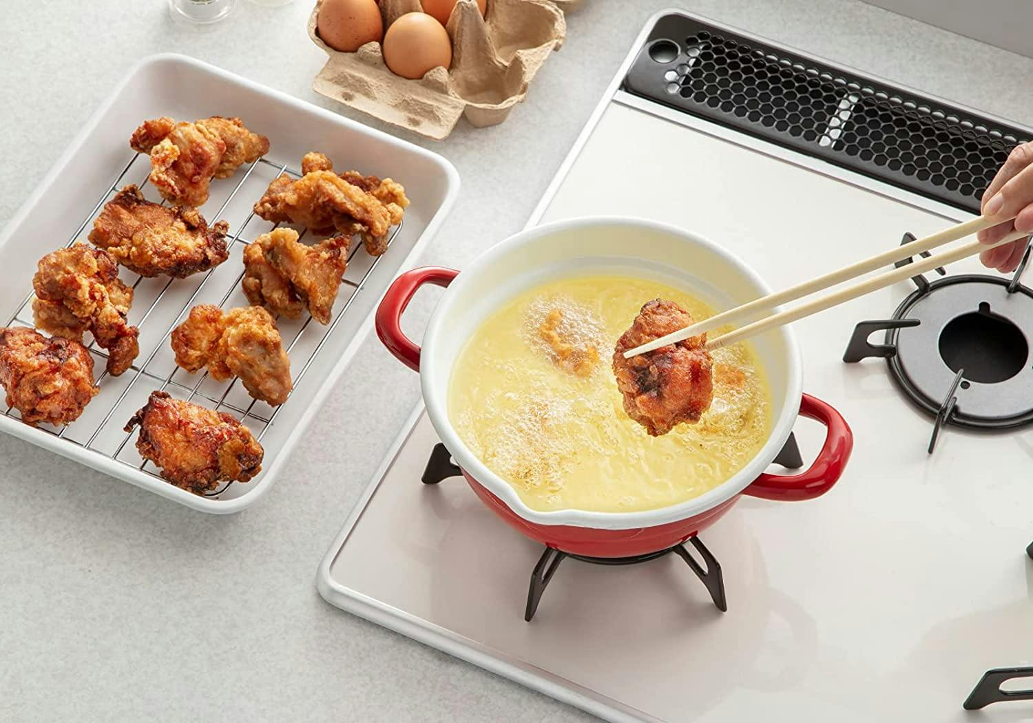 高木金属工業 鍋用品 キッチン用品 ホーローフライ＆フォンデュ鍋20cm