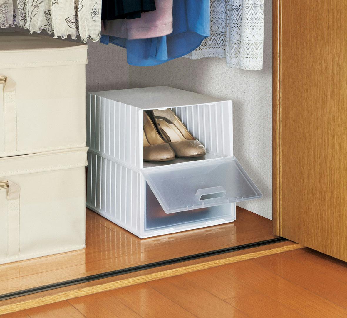 不動技研 収納用品 玄関収納 シューズボックス2個セット 幅23.2×奥31.5