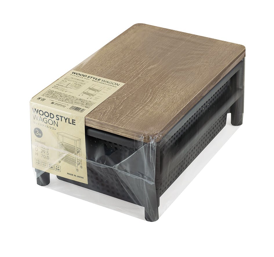 不動技研 ウッドスタイルワゴン 幅45.5×奥29.5×高70cm ブラック