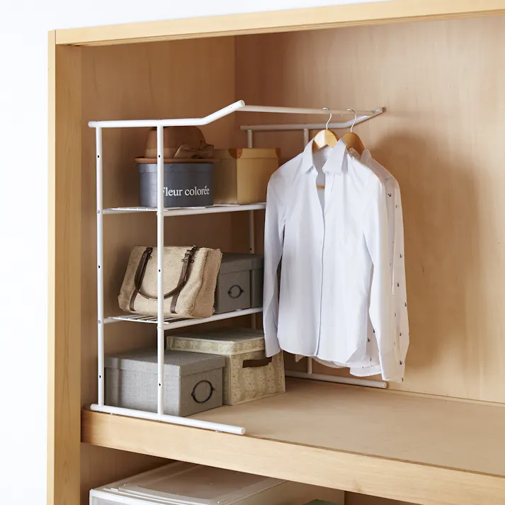 平安伸銅工業 収納用品 ハンガー 押入れハンガーシェルフ 白 幅75×奥56×高90cm 4977612652704【別送品】