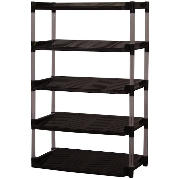 平和工業 収納用品 玄関収納 クリスタルシューズラックW5段 幅49.5×奥30.5×高76.7cm ブラウン 4907556166036【別送品】