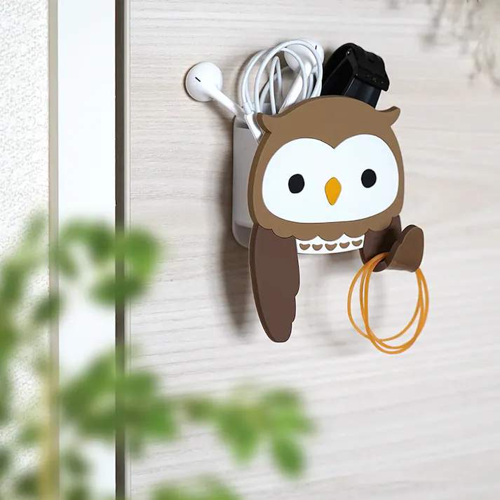 東洋ケース スティッキーフックポケット ふくろう (幅)7.8(奥行)3.7(高さ)10.2cm ブラウン SH-P-07 4511546140304【別送品】