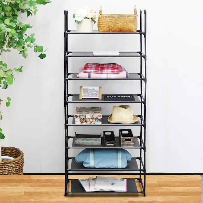 トレードワン シンプルフリーラック8段 (幅)57.0(奥行)28.0(高さ)141.0cm ブラック 10513 4573242543780【別送品】