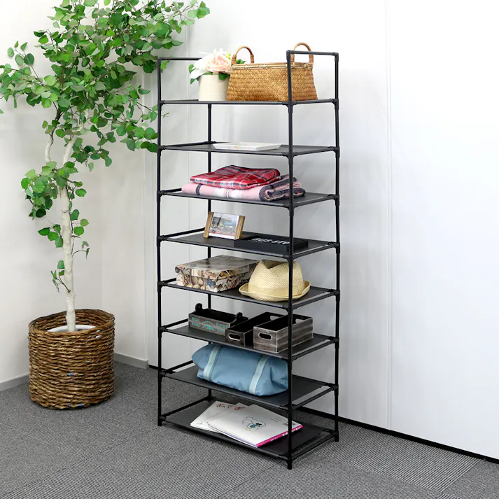 トレードワン シンプルフリーラック8段 (幅)57.0(奥行)28.0(高さ)141.0cm ブラック 10513 4573242543780【別送品】