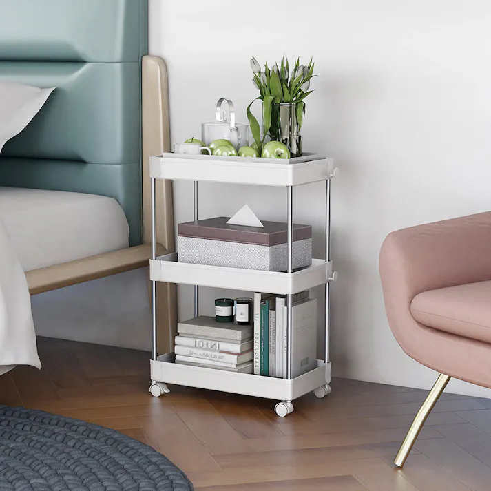 K.K ラクラクキャスターワゴン3段 (幅)22(奥行)40(高さ)60cm ホワイト K-10742 4582451309131【別送品】