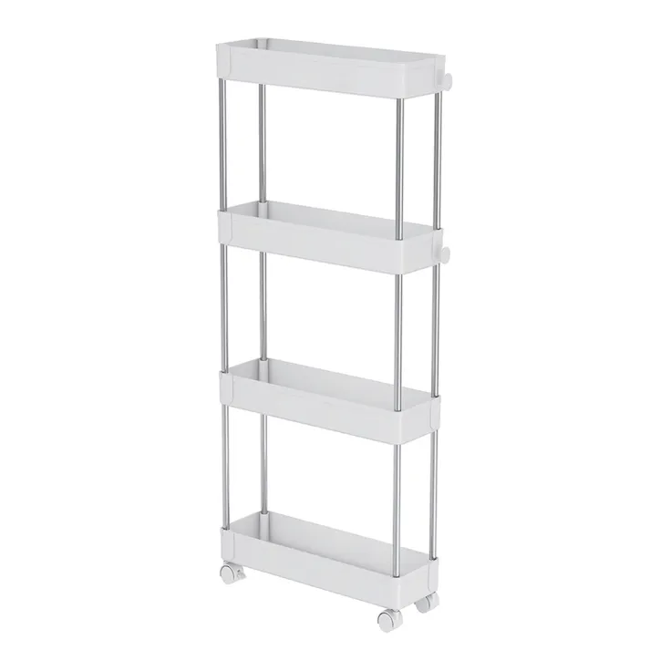 K.K ラクラクキャスターワゴン4段 スリム (幅)13.0(奥行)40(高さ)85cm ホワイト K-10743 4582451309148【別送品】