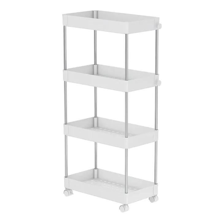 K.K ラクラクキャスターワゴン4段 (幅)22(奥行)40(高さ)85cm ホワイト K-10744 4582451309155【別送品】